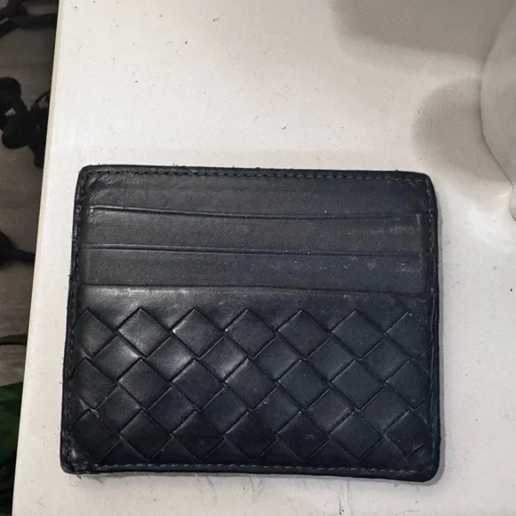 Bottega Veneta Intrecciato Credit Card Case in navy
